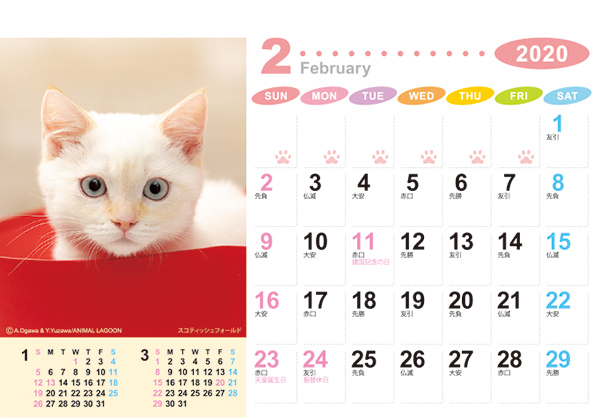 卓上カレンダー「ラブリーフレンズ(犬・猫)」・表面